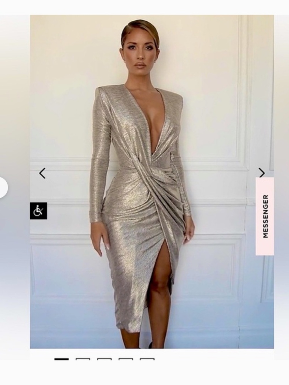 House of CB Gold Metallic Alecea Dress size Large